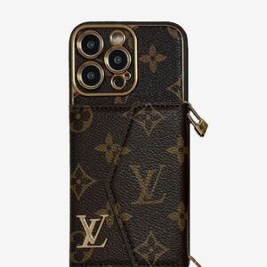 Louis Vuitton Black and Gold Monogram Phone Case
